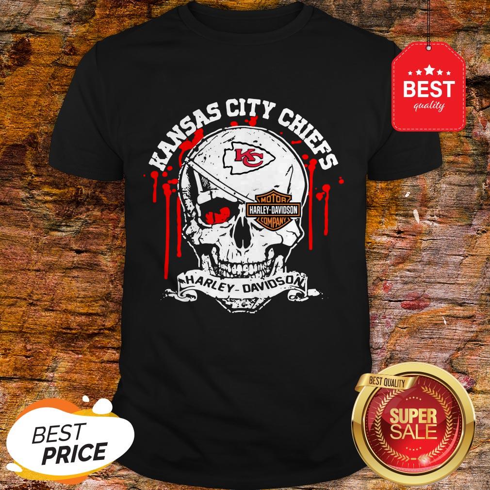 Nice Kansas City Chiefs Motor Harley Davidson Cycles Skull Shirt