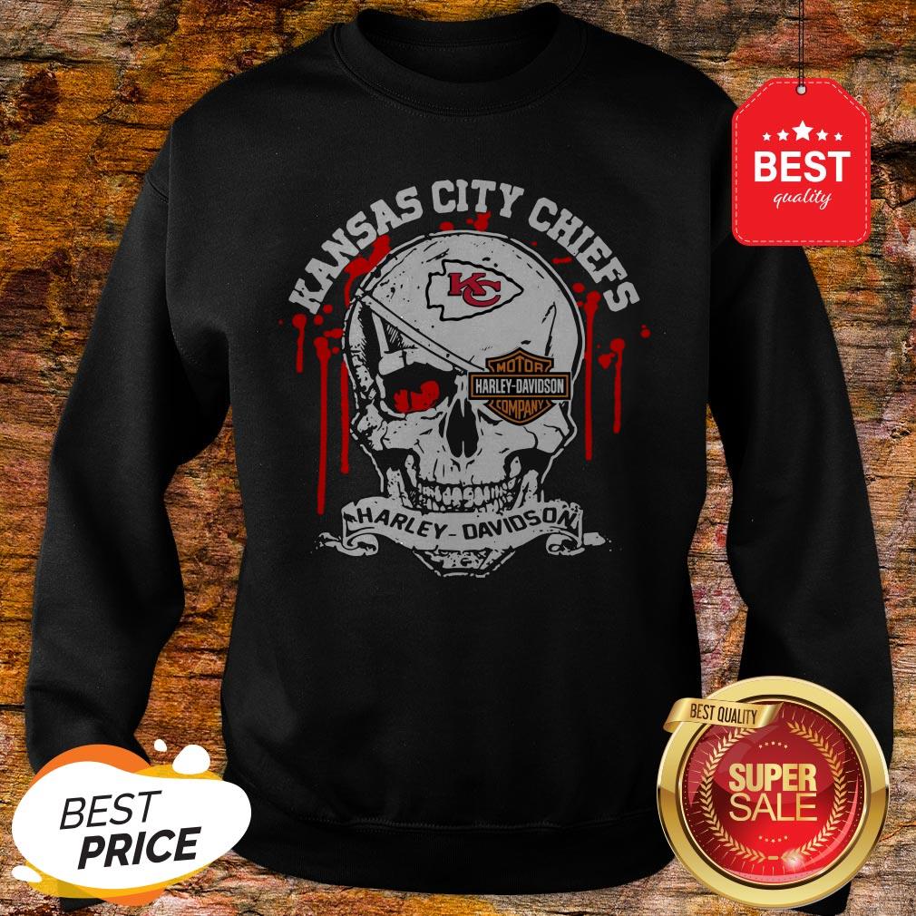 Nice Kansas City Chiefs Motor Harley Davidson Cycles Skull Sweatshirt