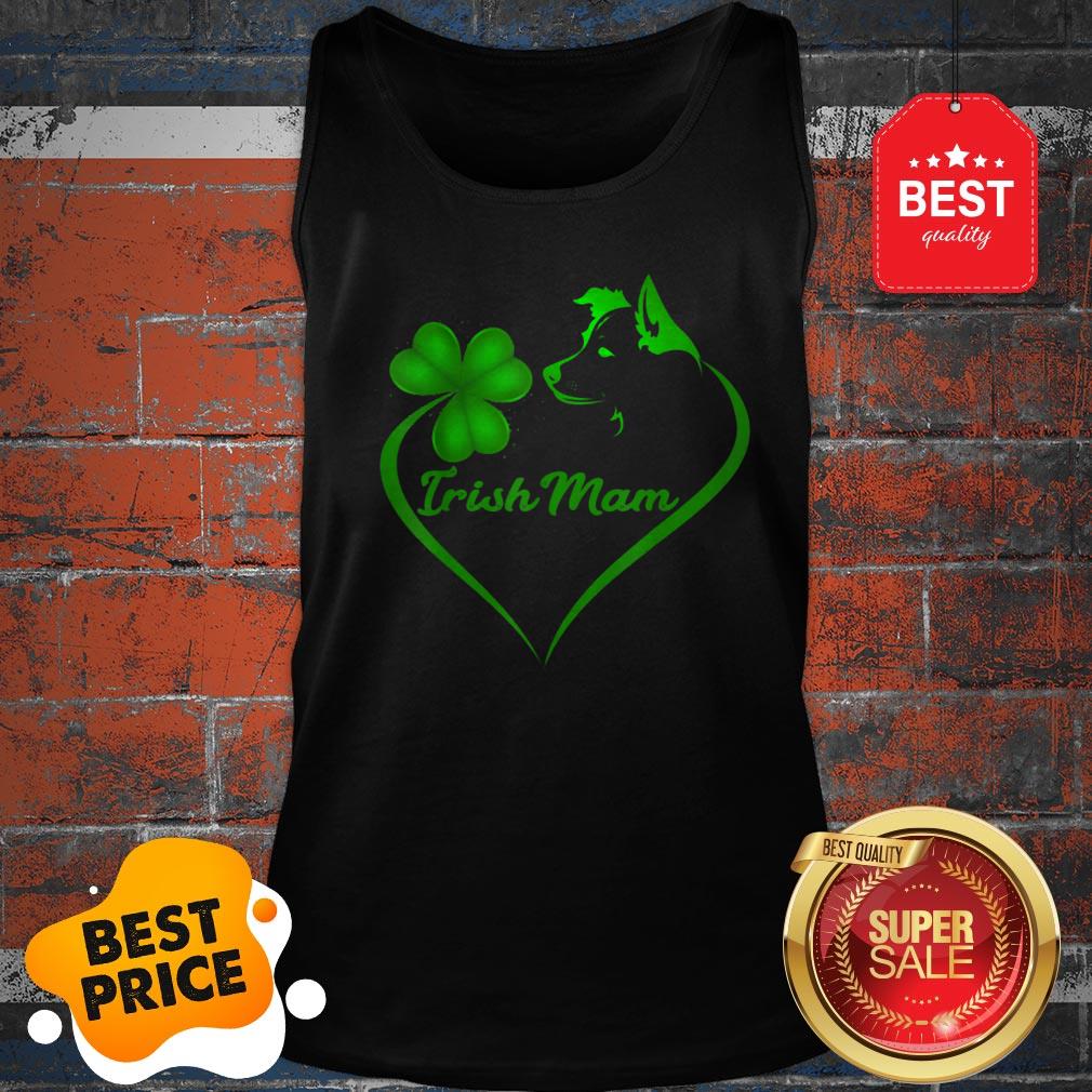 Premium Irish Mam Shamrock St Patrick Day Border Collie Dog Lover Tank Top