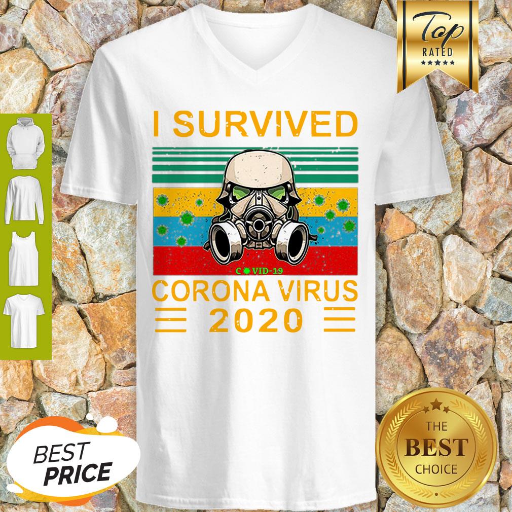 Stormtrooper I Survived Covid-19 Coronavirus 2020 Vintage V-neck