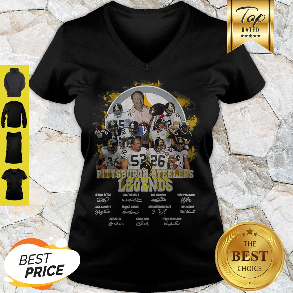 Pittsburgh Steelers Legends All Team Player Signatures V-neck