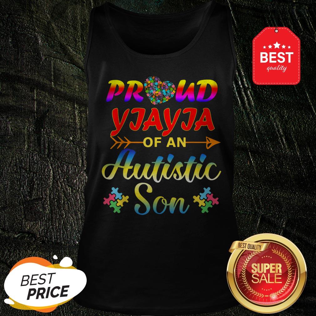 Autism Awareness Tee Proud Yiayia Autistic Son Funny Gifts Tank Top
