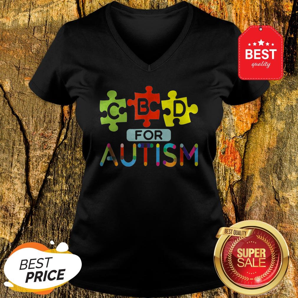CBD For Autism Awareness Shirt Hemp Oil Puzzle Gift V-neck