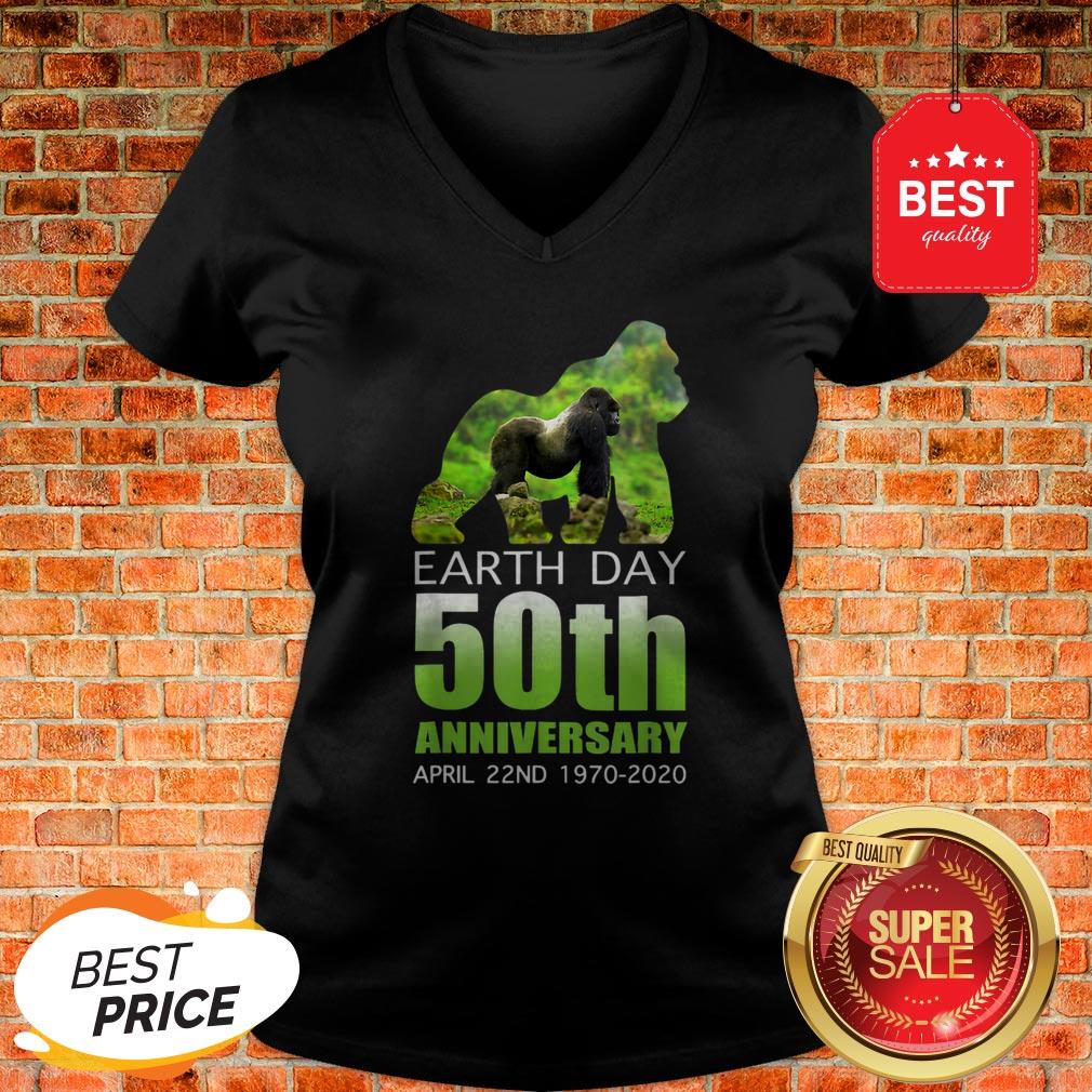 Gorilla Silhouette Earth Day 50th Anniversary April 22nd V-neck