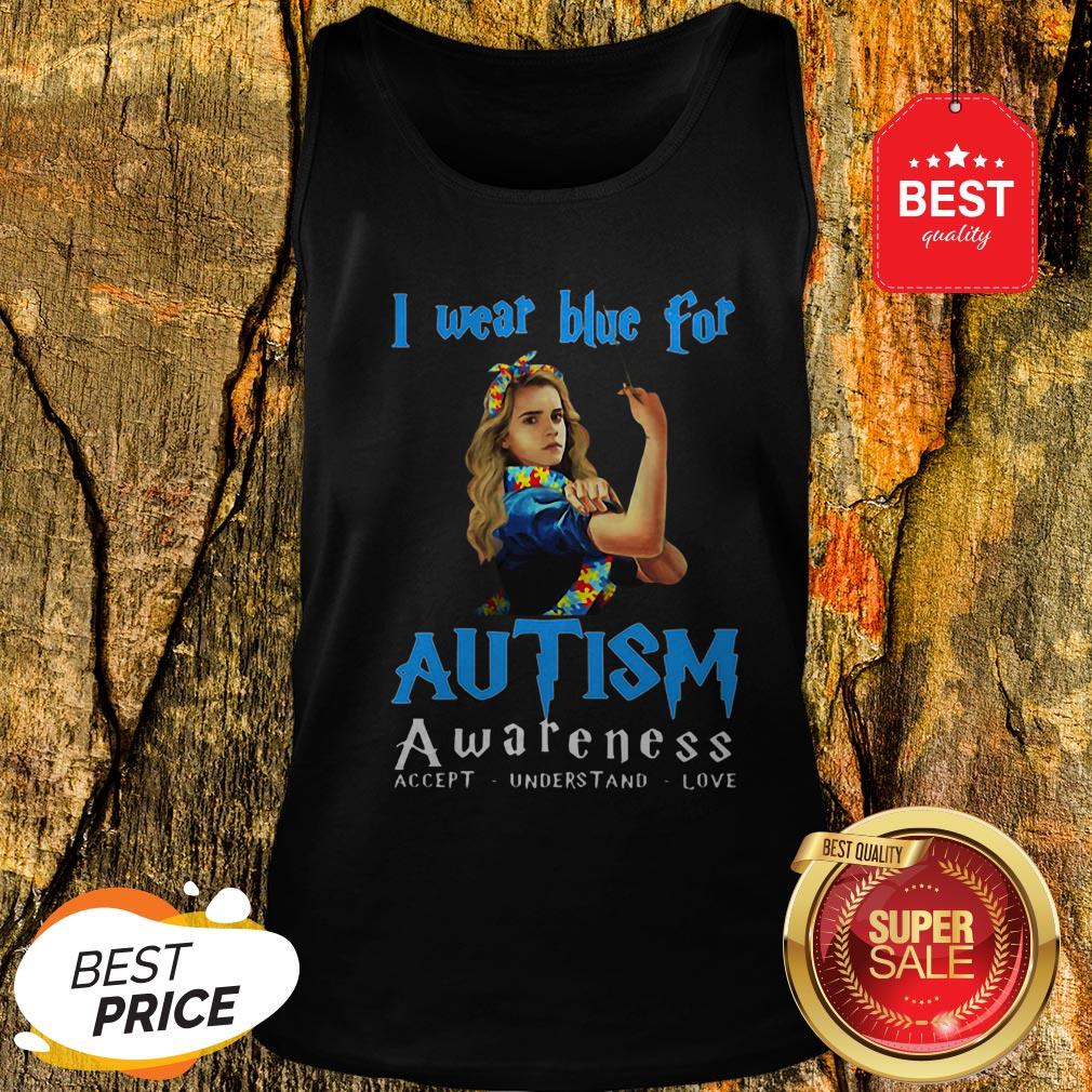 Hermione Granger I Wear Blue For Autism Awareness Harry Potter Tank Top