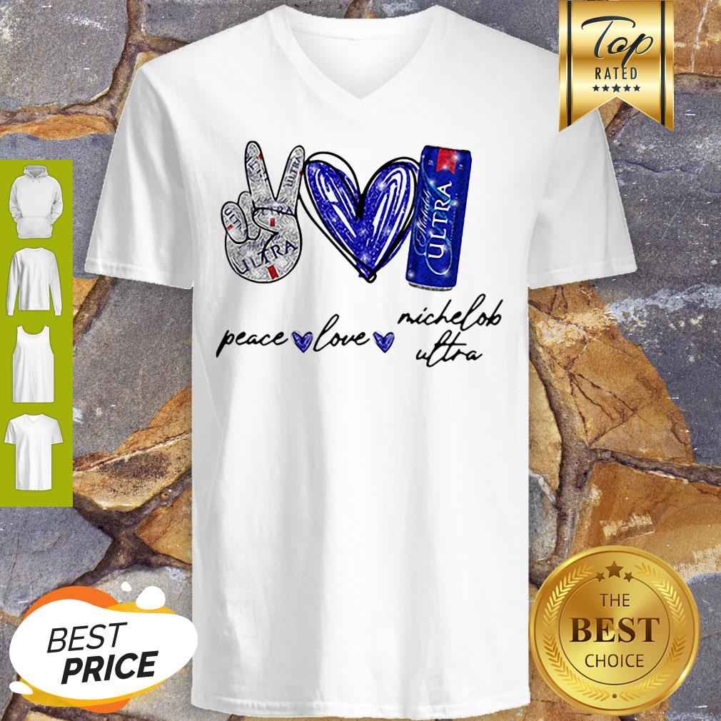 Nice Peace Love Michelob Ultra Beer V-neck