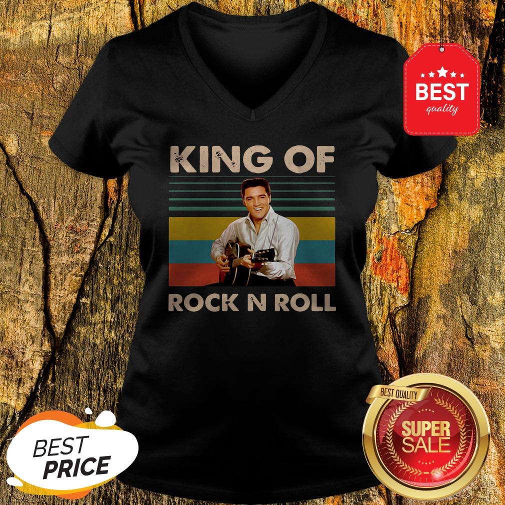 Official Elvis Presley King Of Rock N Roll Vintage V-neckOfficial Elvis Presley King Of Rock N Roll Vintage V-neck