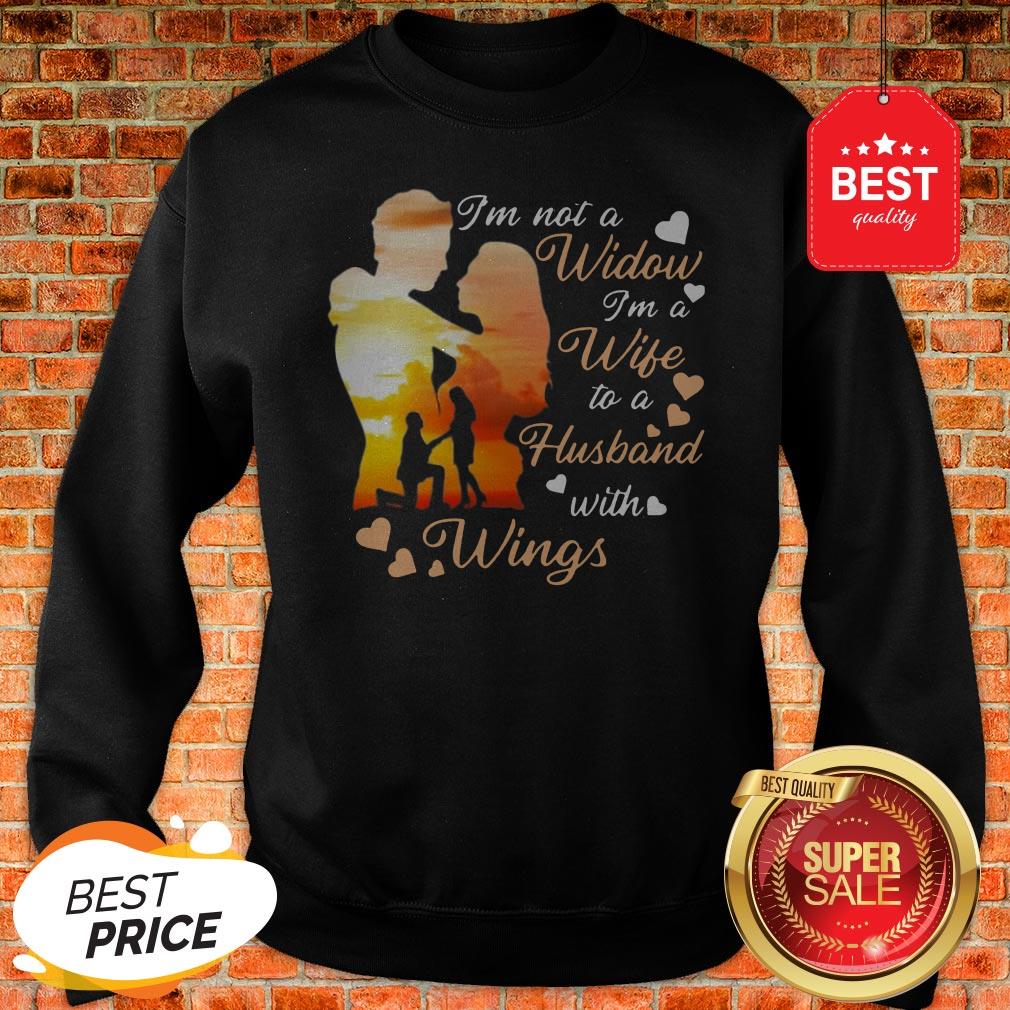 Official I’m Not A Widow I’m A Wife To A Husband With Wings Heart Sweatshirt