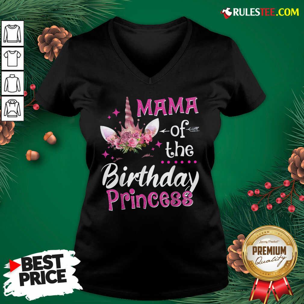 Top Mama Of The Birthday Princess Unicorn Matching Mommy V-neck - Design By Rulestee