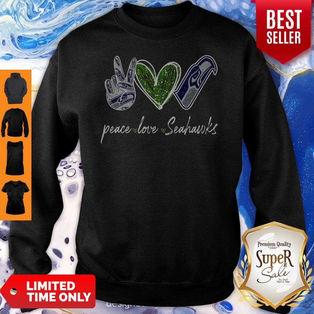 Official Peace Love Seattle Seahawks Diamond Sweatshirt