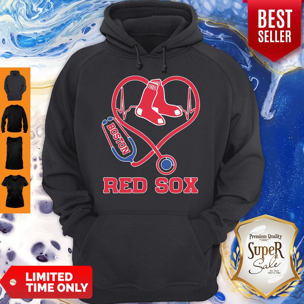 Nurse Boston Red Sox Baseball Stethoscope Heartbeat Hoodie