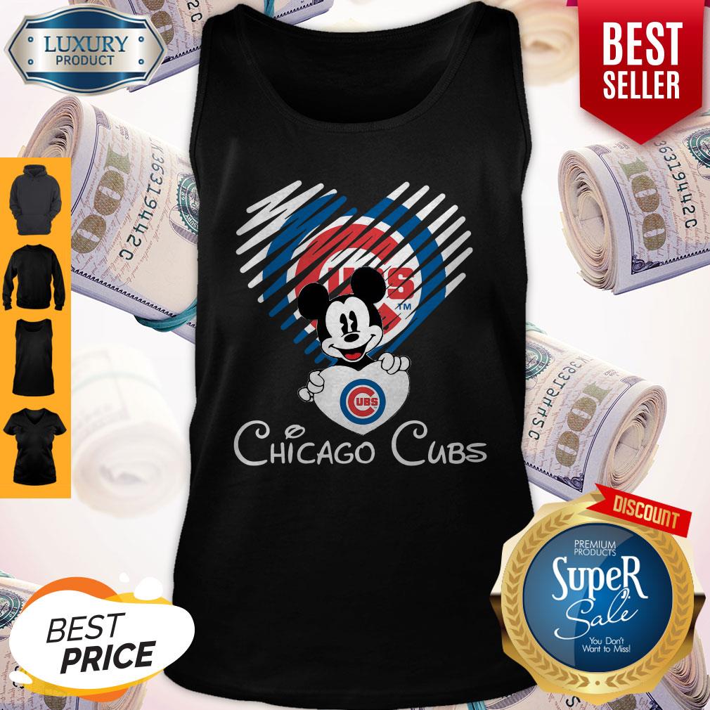 Mickey Mouse Hug Heart Chicago Cubs Logo Tank Top