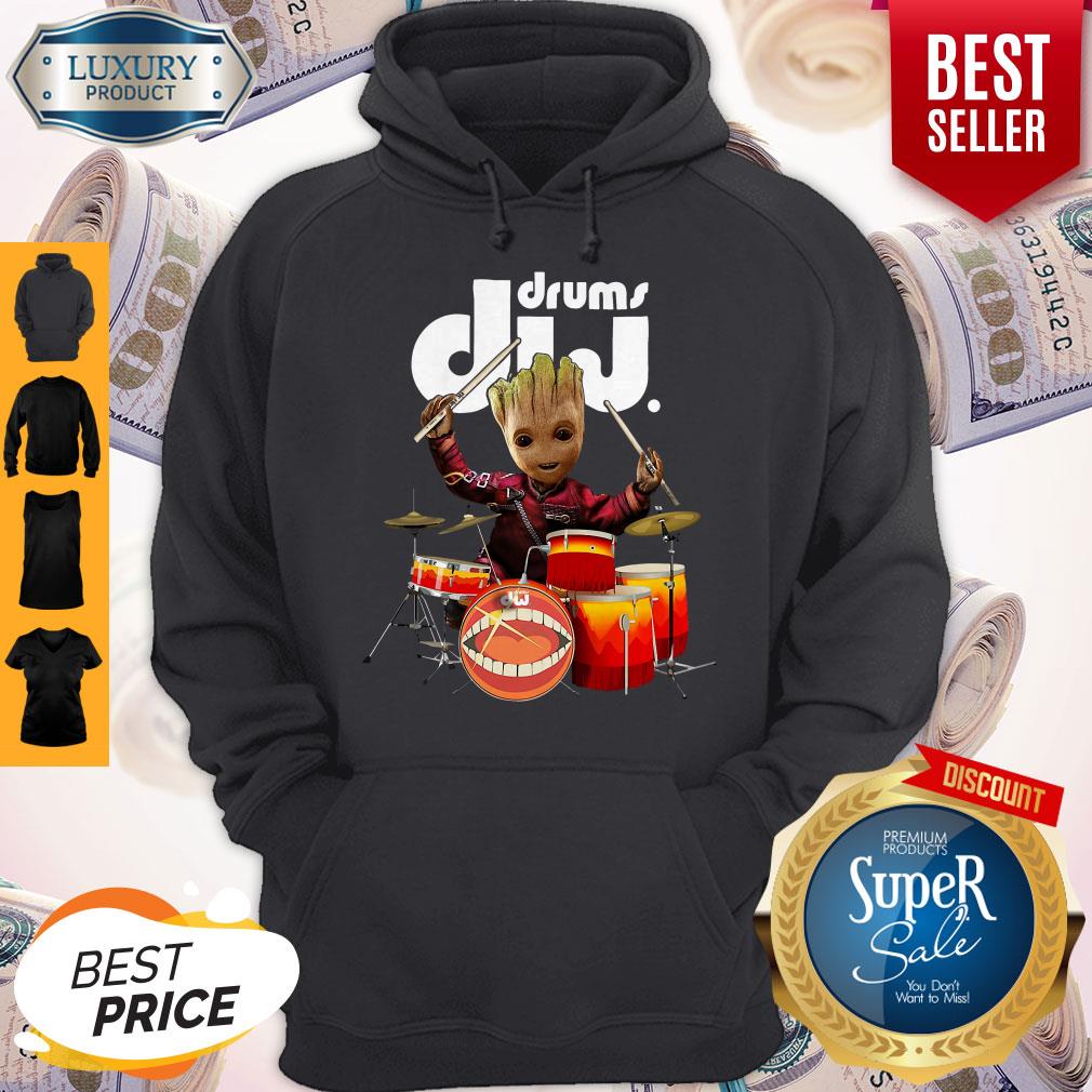 Official Baby Groot Show Animal Playing Drums Dij Drums Hoodie