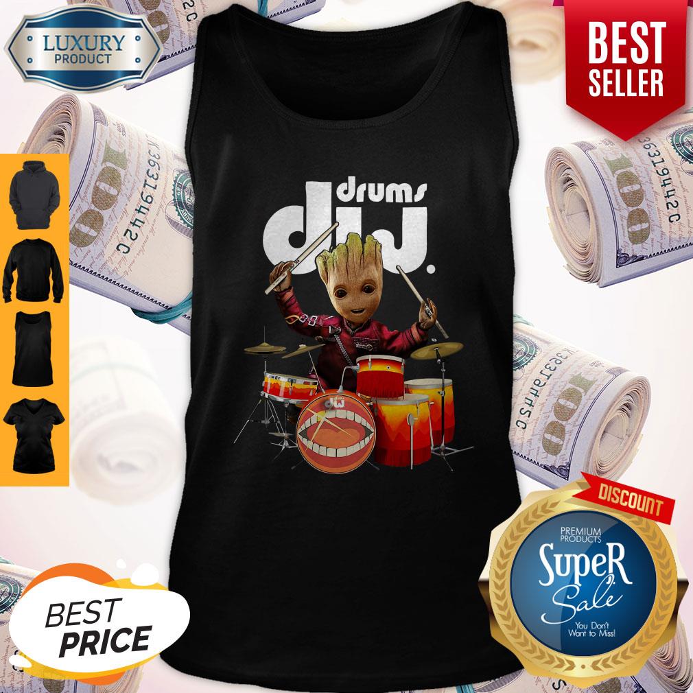 Official Baby Groot Show Animal Playing Drums Dij Drums Tank Top