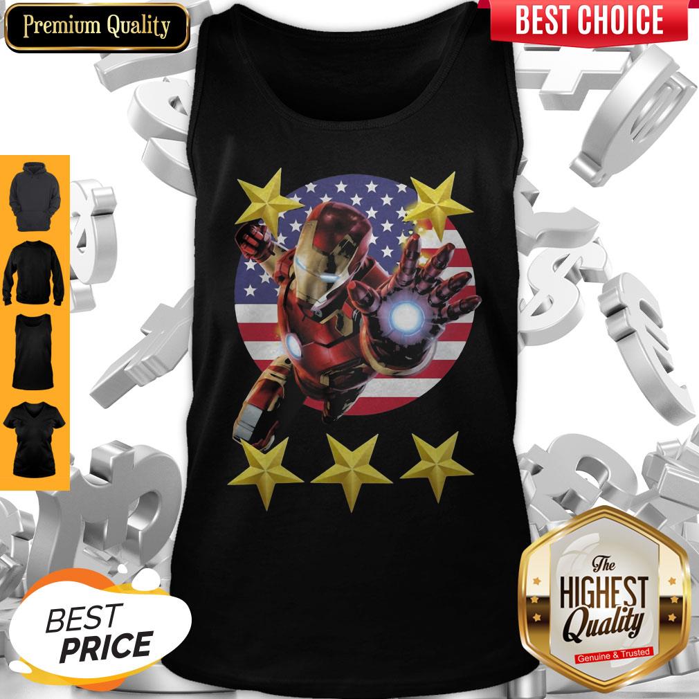 Official Iron Man American Flag Independence Day Stars Tank Top