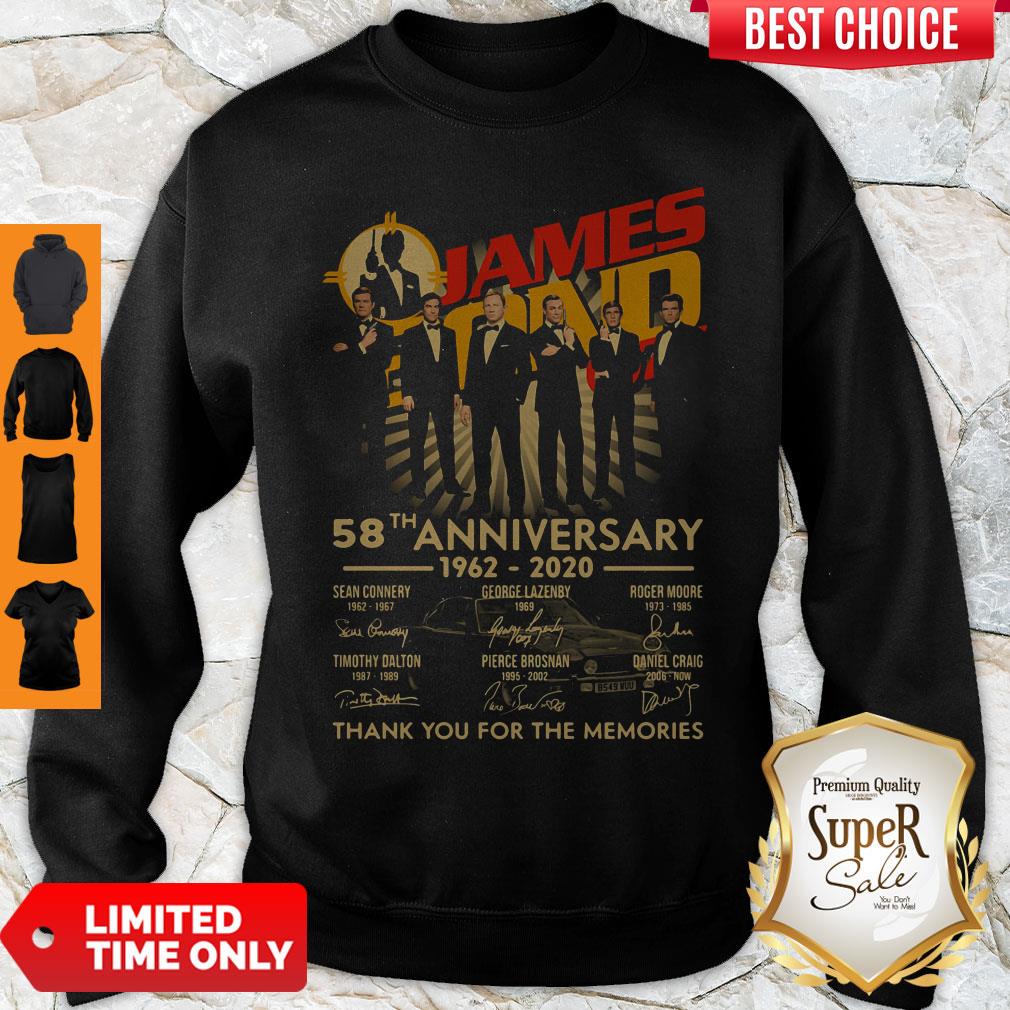 James Bond 007 58th Anniversary 1962-2020 Thank You For The Memories Signatures Sweatshirt