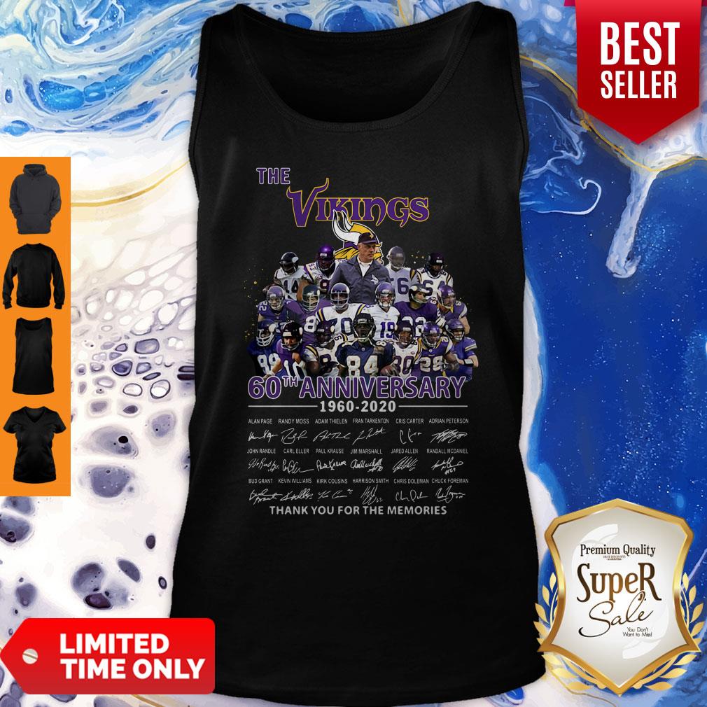 The Vikings 60th Anniversary 1960 2020 Signature Thank You For The Memories Tank Top