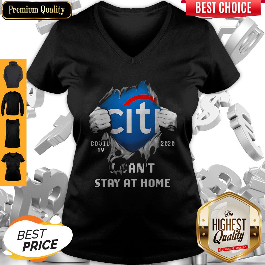 Top Blodd Insides Citibank Covid-19 2020 I Can't Stay At Home V-neck