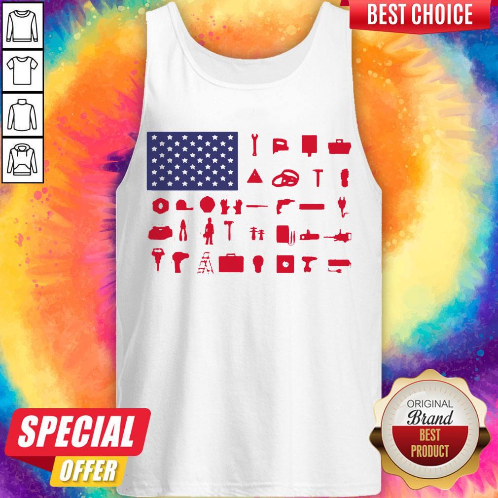Electrician Independence Day American Flag Tank Top