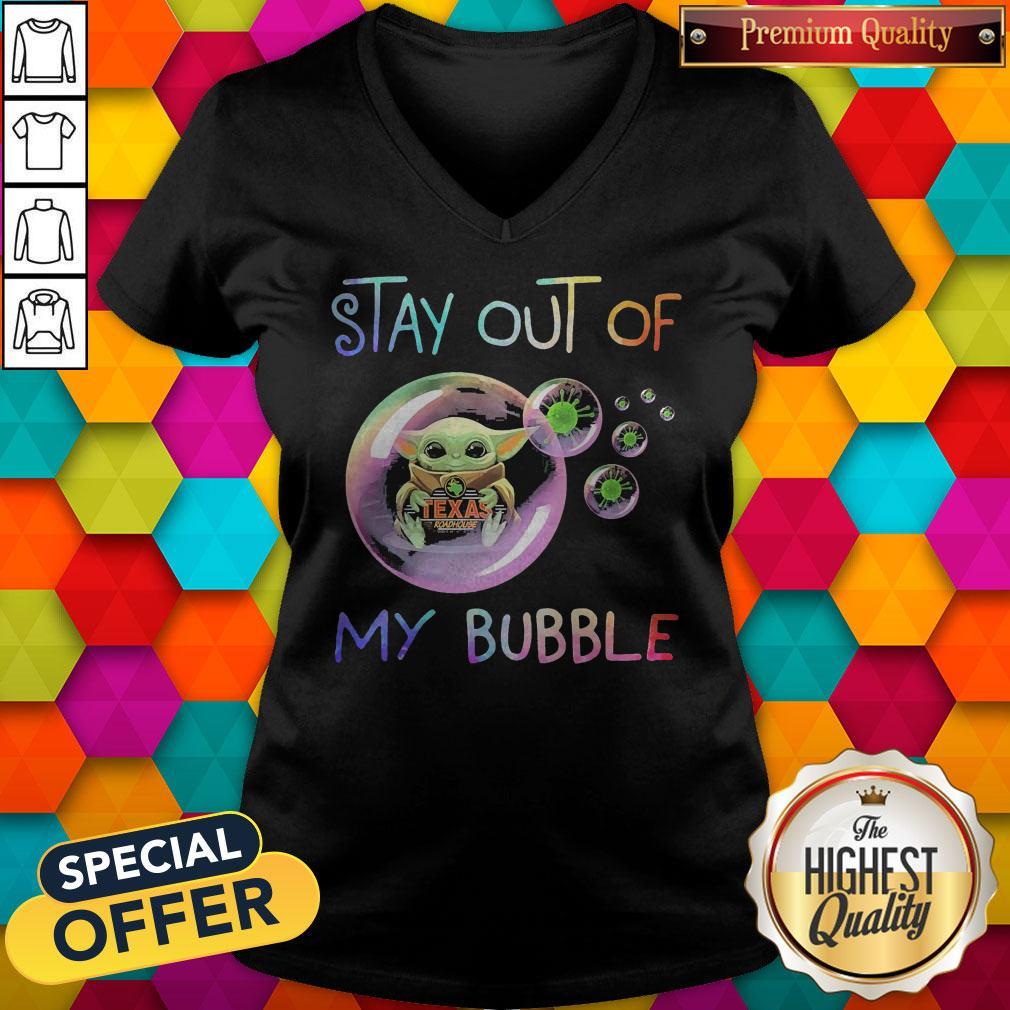 Baby Yoda Hug Texas Roadhouse Stay Out Of My Bubble V-neck