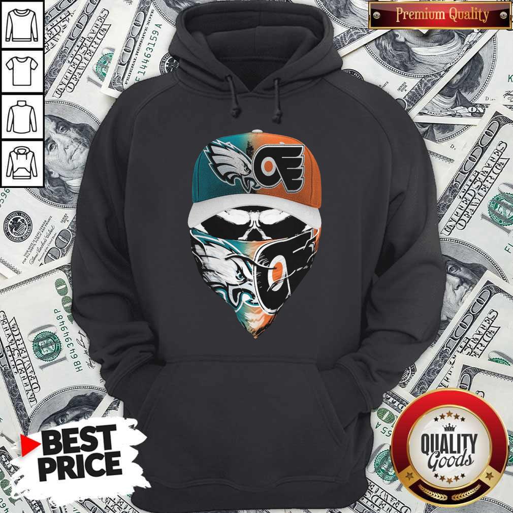 Skull Face Mask Eagles And Philadelphia Flyers Logo Hoodie
