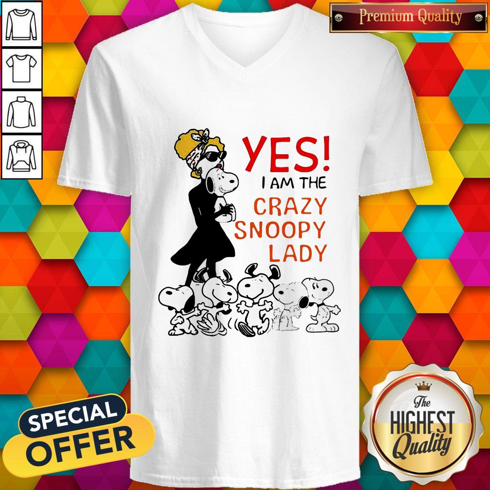 Snoopy Yes I Am The Crazy Snoopy Lady V-neck