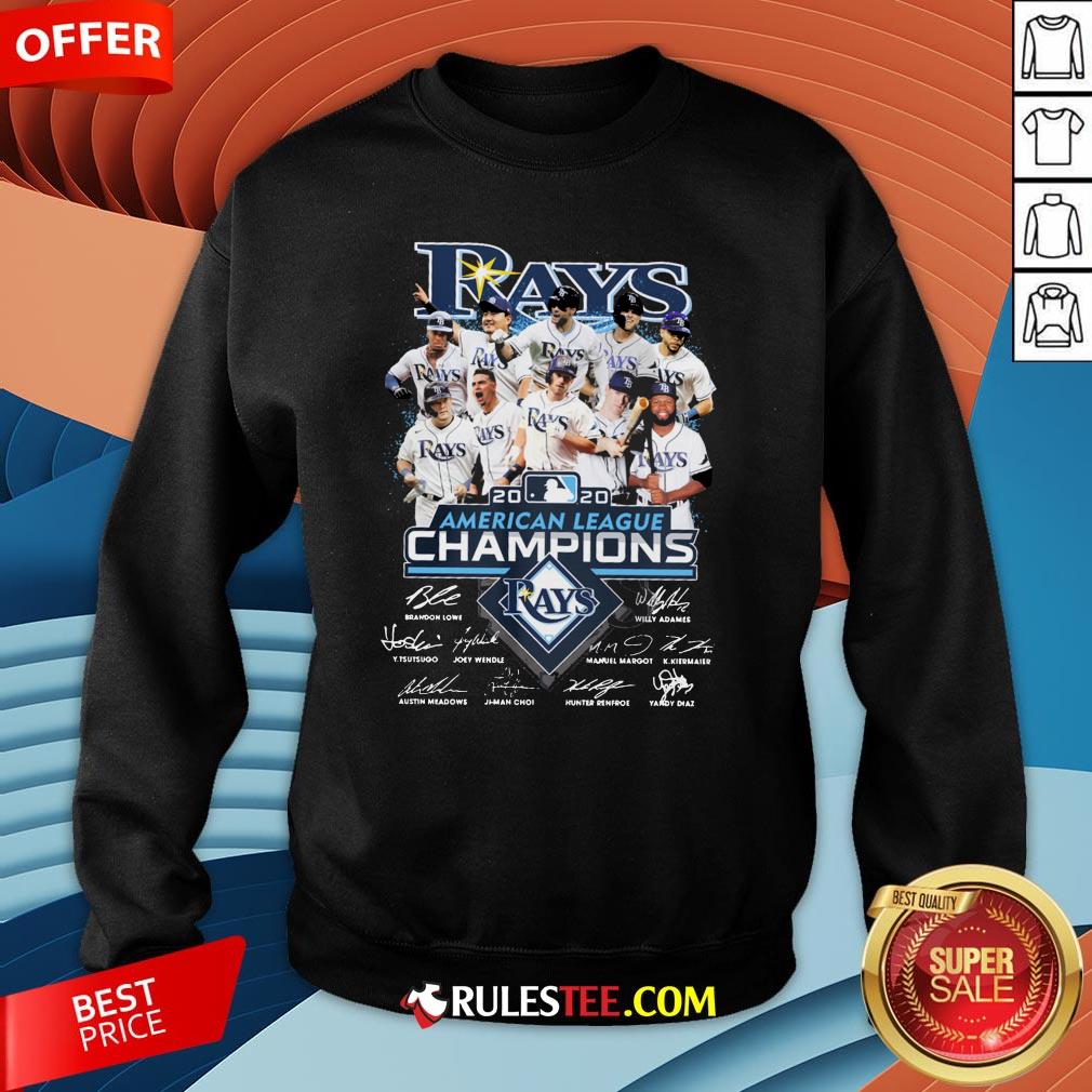 Funny 2020 American League Champions Tampa Bay Rays Signatures Sweatshirt-Design By Rulestee.com