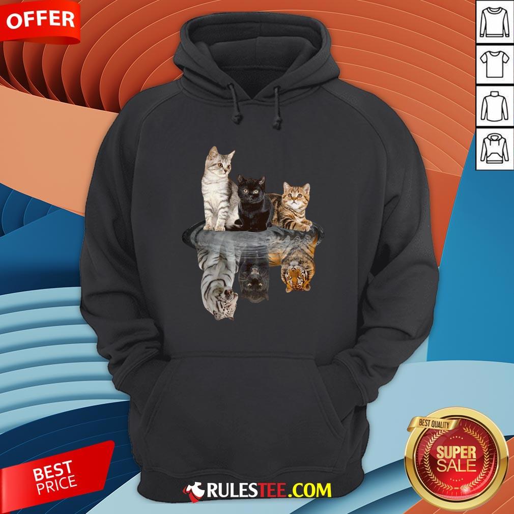 Awesome The Cats Water Mirror Reflection Tigers Hoodie - Design By Rulestee.com