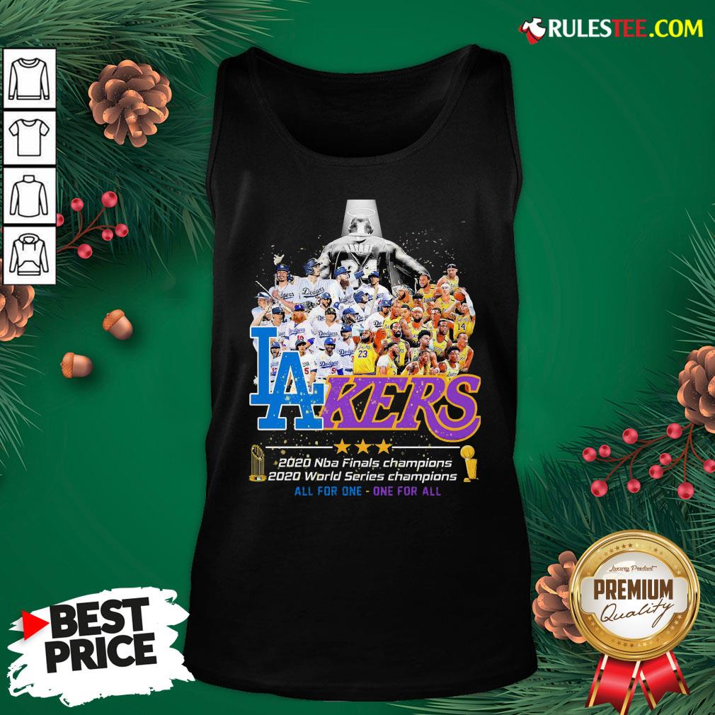 Pretty Los Angeles Dodgers And Lakers 2020 NBA Champions world series Champions All For One One For All Tank Top - Design By Rulestee.com