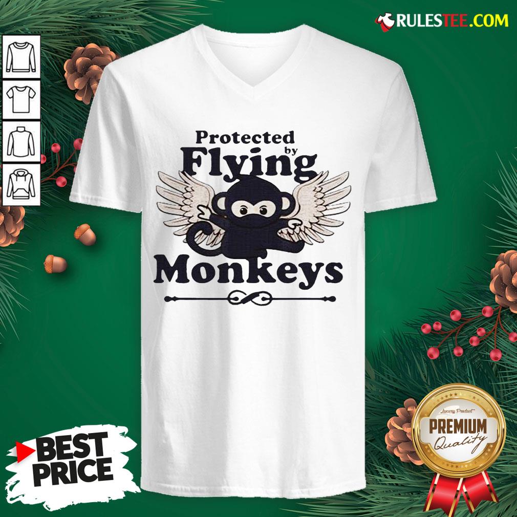 Hot Protected By Flying Monkeys Ninja V-neck - Design By Rulestee.com