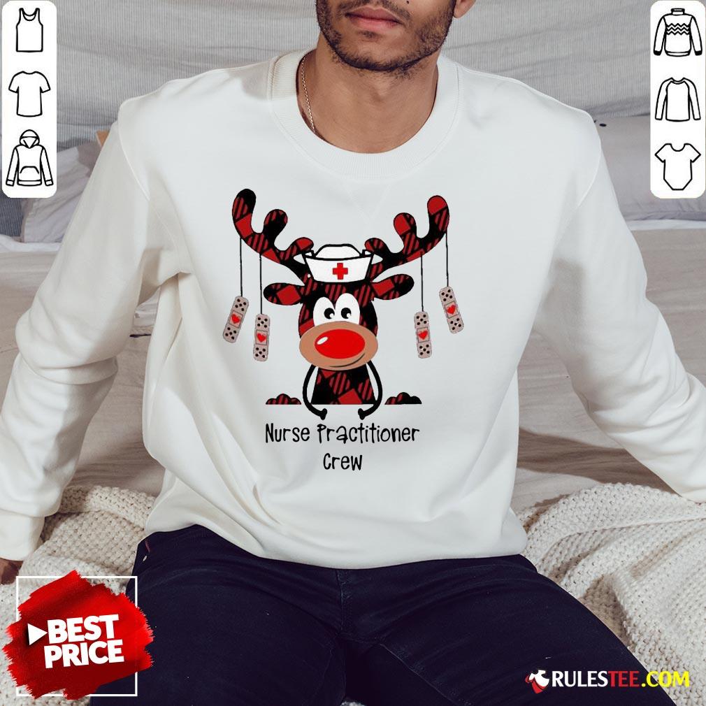 Pretty Plaid Reindeer Nurse Practitioner Crew Christmas Sweatshirt - Design By Rulestee.com