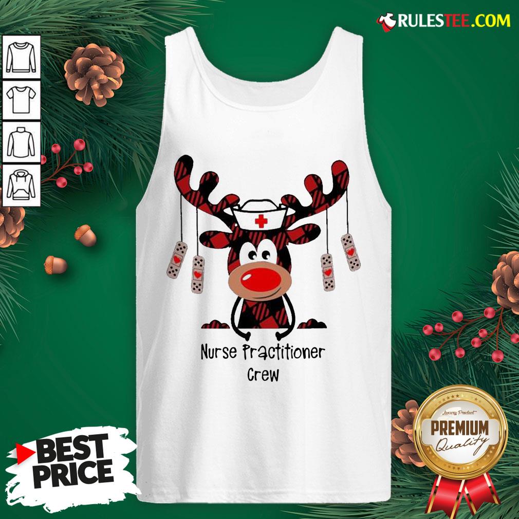 Pretty Plaid Reindeer Nurse Practitioner Crew Christmas Tank Top - Design By Rulestee.com