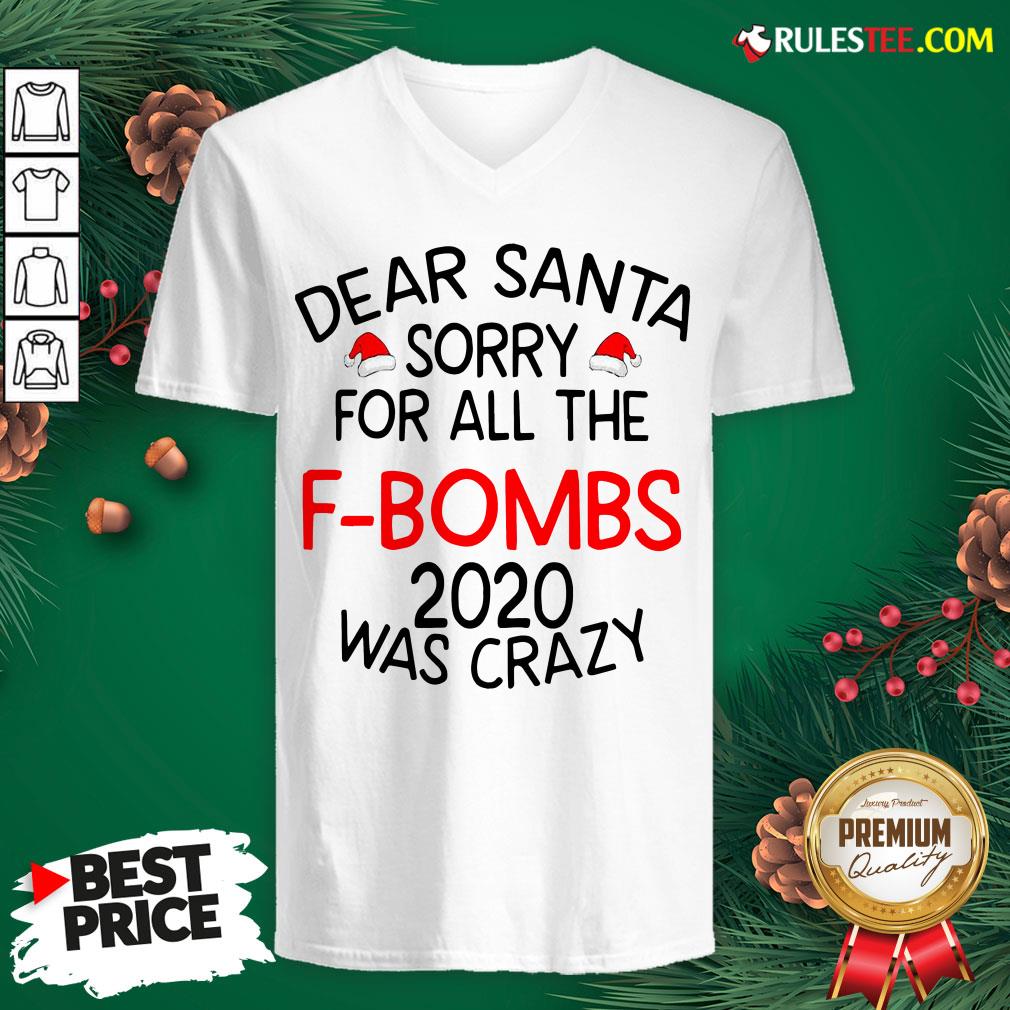 Top Dear Santa Sorry For All The F-bombs 2020 Was Crazy V-neck - Design By Rulestee.com