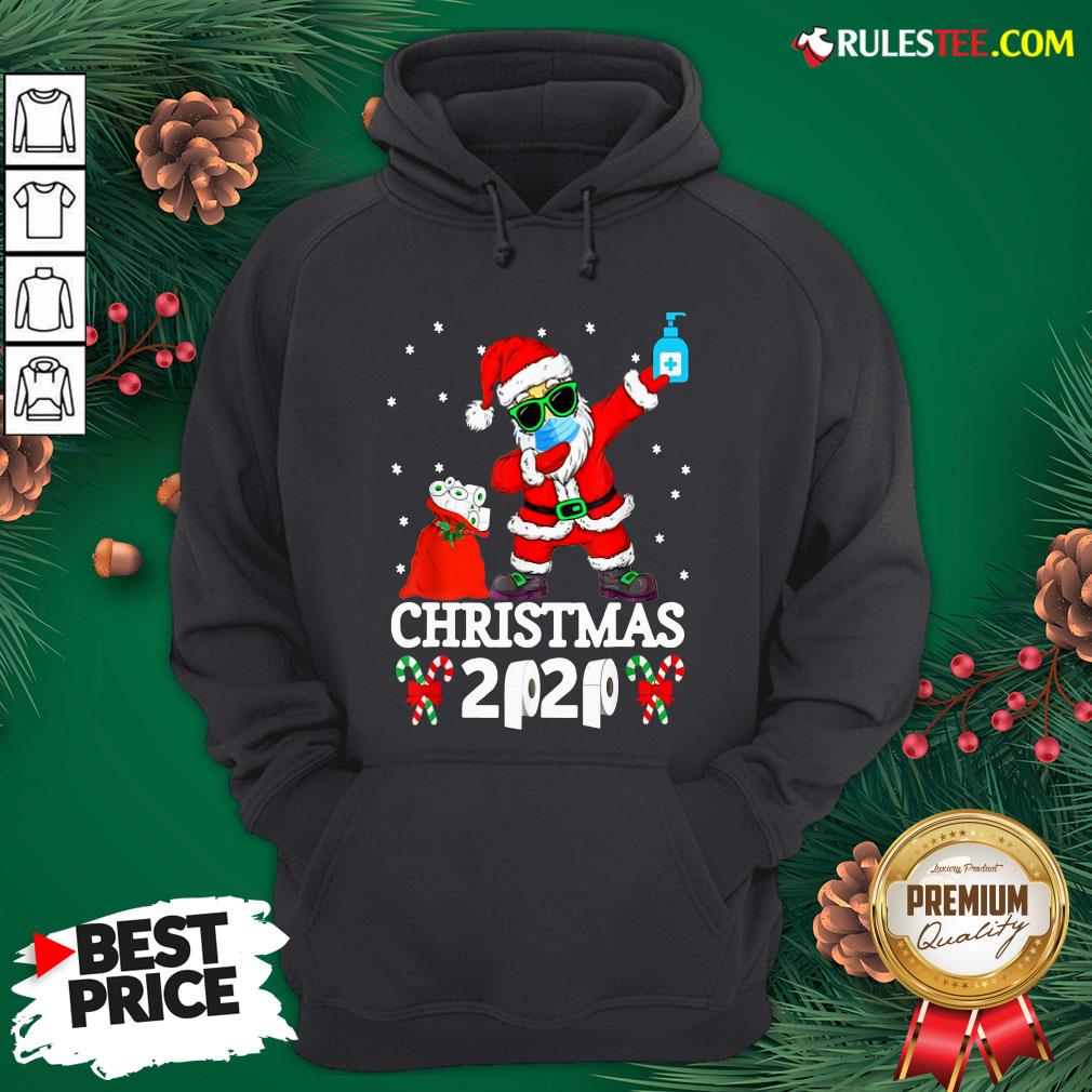 Top Santa Claus Dabbing Wine And Toilet Paper Christmas 2020 Hoodie - Design By Rulestee.com