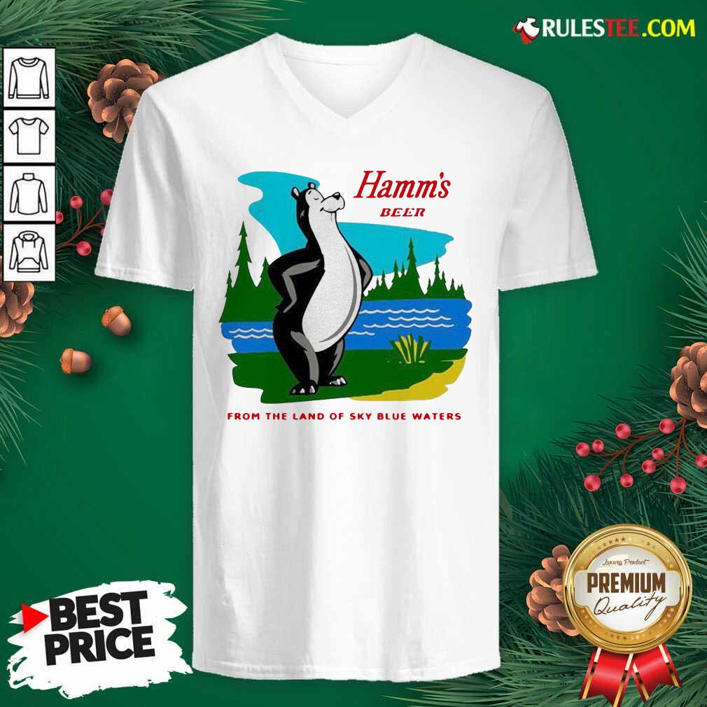 Hamm’s Beer From The Land Of Sky Blue Waters V-neck - Design By Rulestee.com