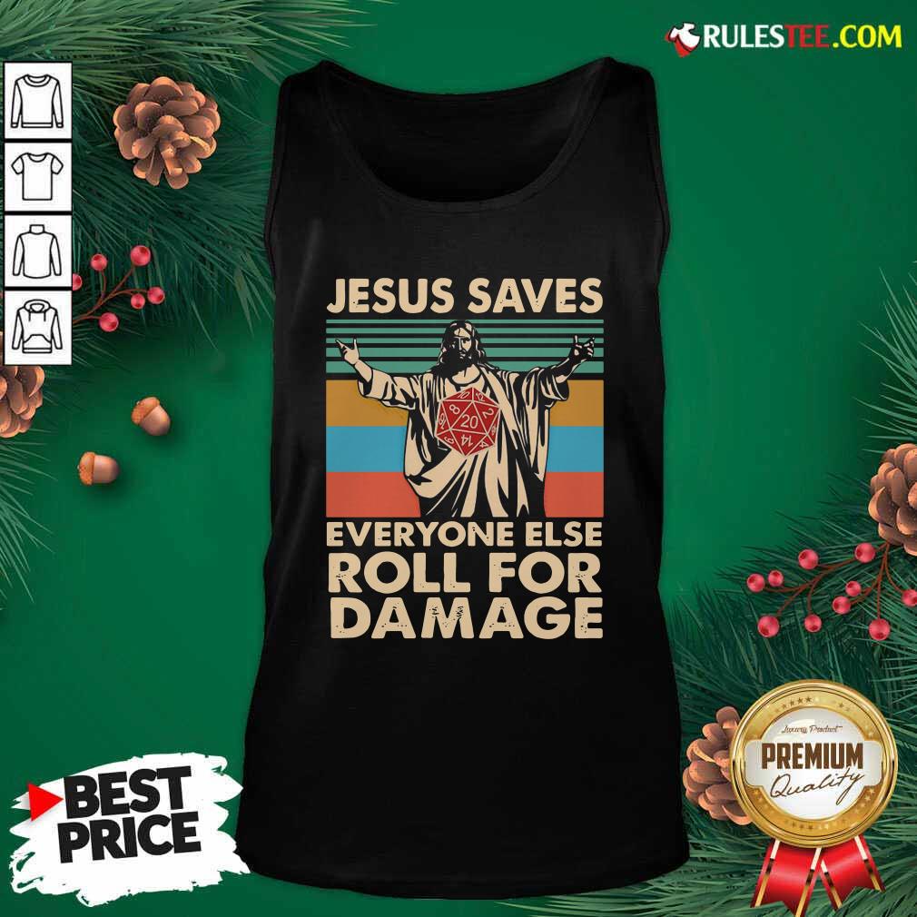 Jesus Saves Everyone Else Roll For Damage Vintage Retro Tank Top - Design By Rulestee.com