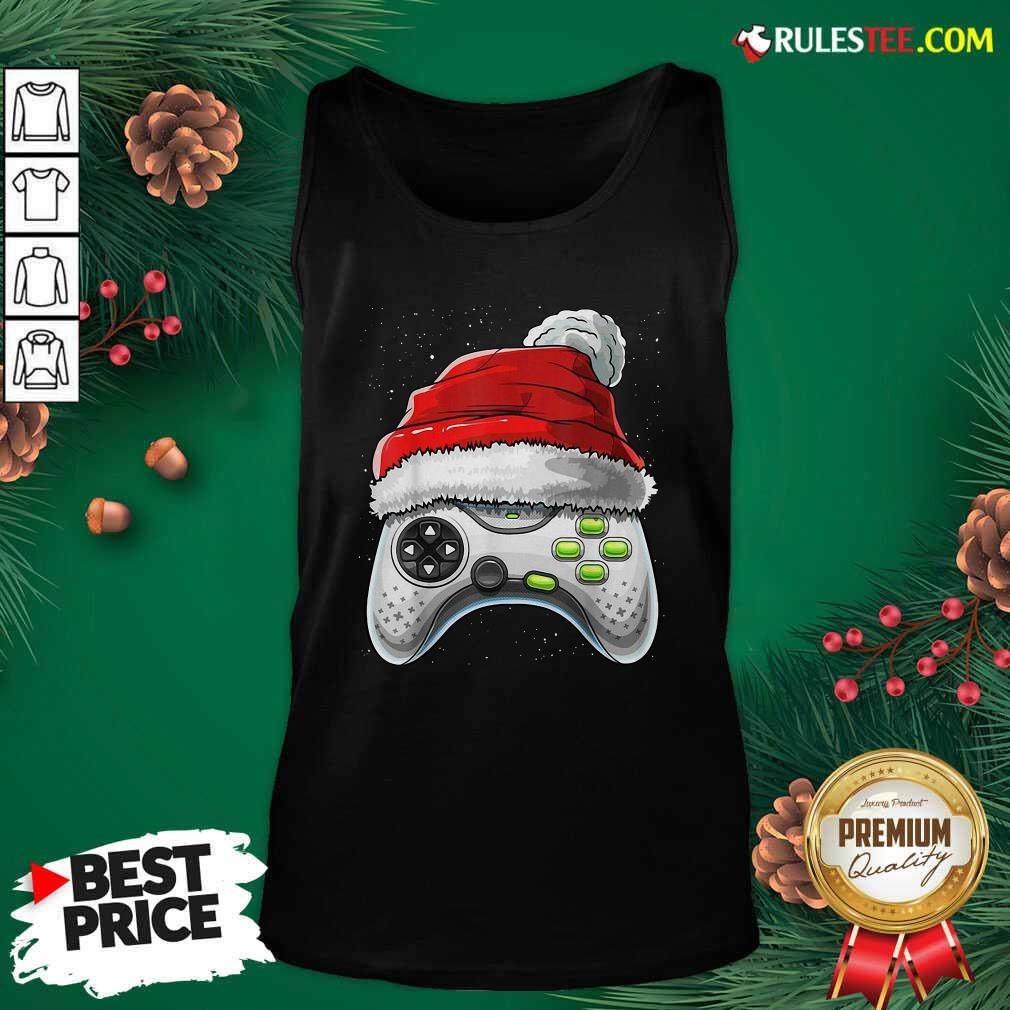 Video Game Controller Santa Hat Christmas Tank Top - Design By Rulestee.com