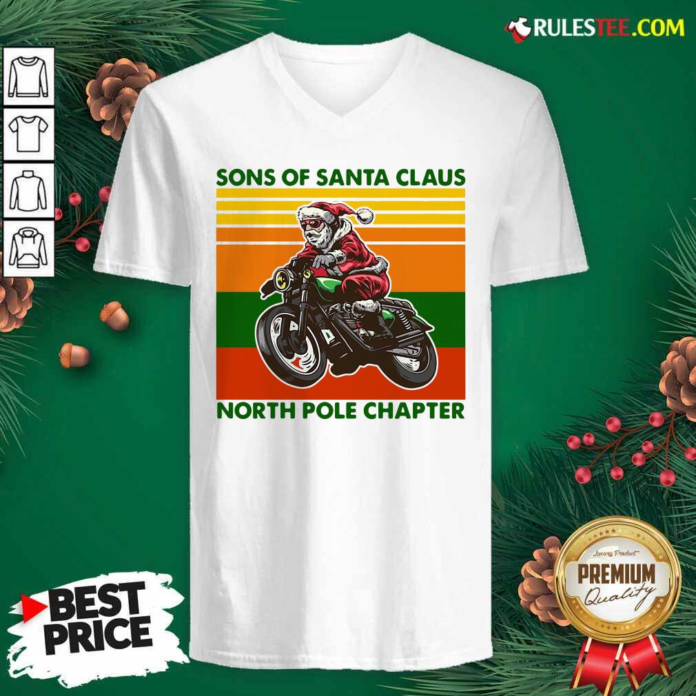 Motorcycle Sons Of Santa Claus North Pole Chapter Christmas V-neck - Design By Rulestee.com