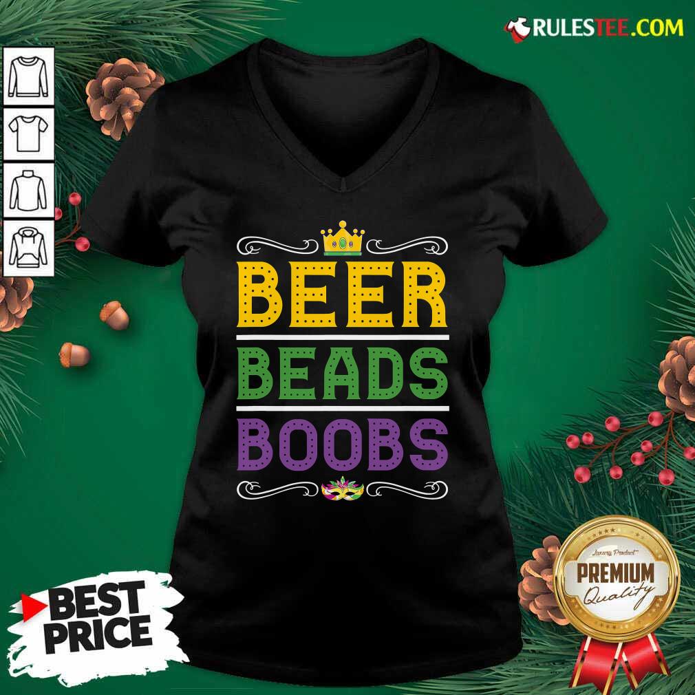 Beer Bead Boobs Carnival Party Mardi Gras V-neck - Design By Rulestee.com