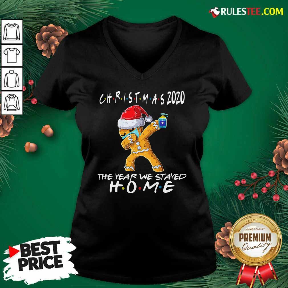 Christmas The Year We Stayed Home 2020 Quarantine Gingerbread Pajama V-neck - Design By Rulestee.com