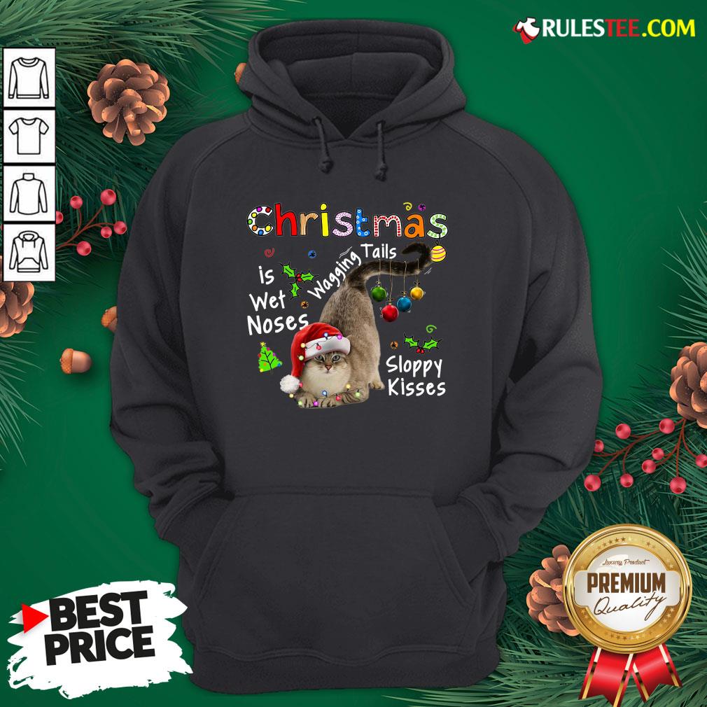 Top Cat Santa Christmas Is Wet Noses Wagging Tails Sloppy Kisses Light Hoodie  - Design By Rulestee.com