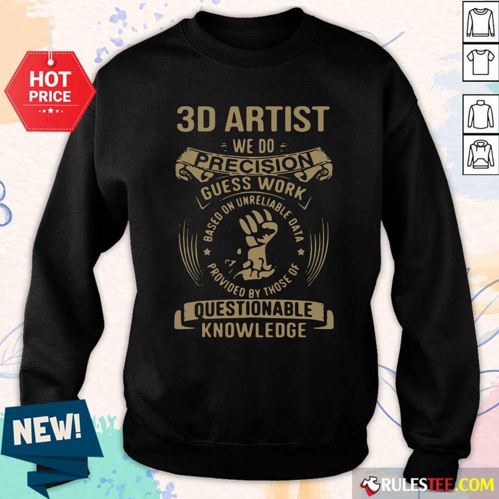  3D Artist We Do Precision Guess Work Questionable Knowledge Sweatshirt- Design By Rulestee.com