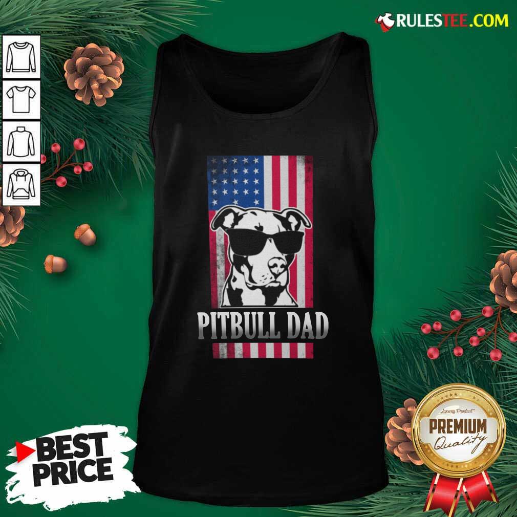 Pitbull Dad American Flag Tank Top - Design By Rulestee.com