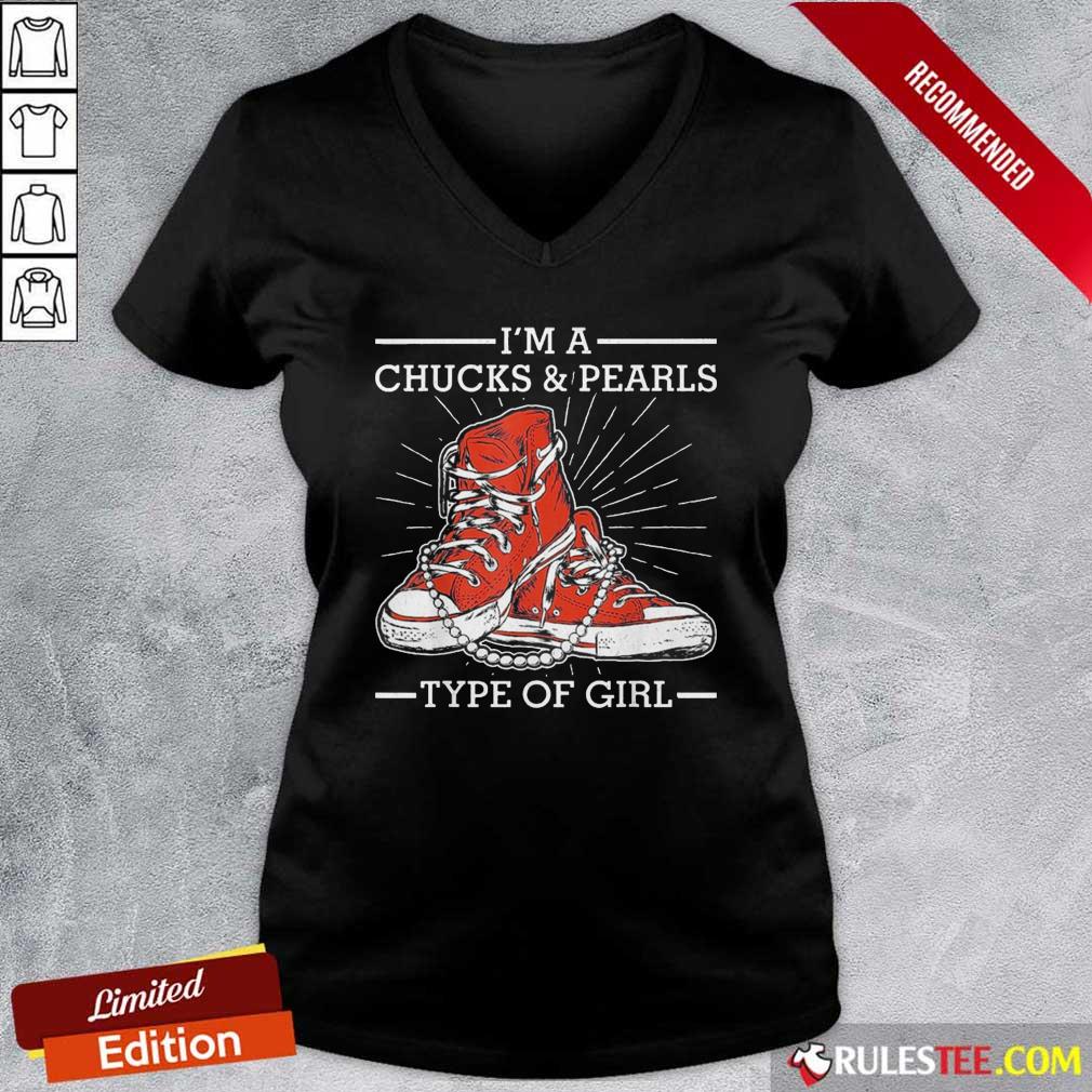 Im A Chucks And Pearls Type Of Girl Kamla Harris 2021 Unisex V-neck - Design By Rulestee.com
