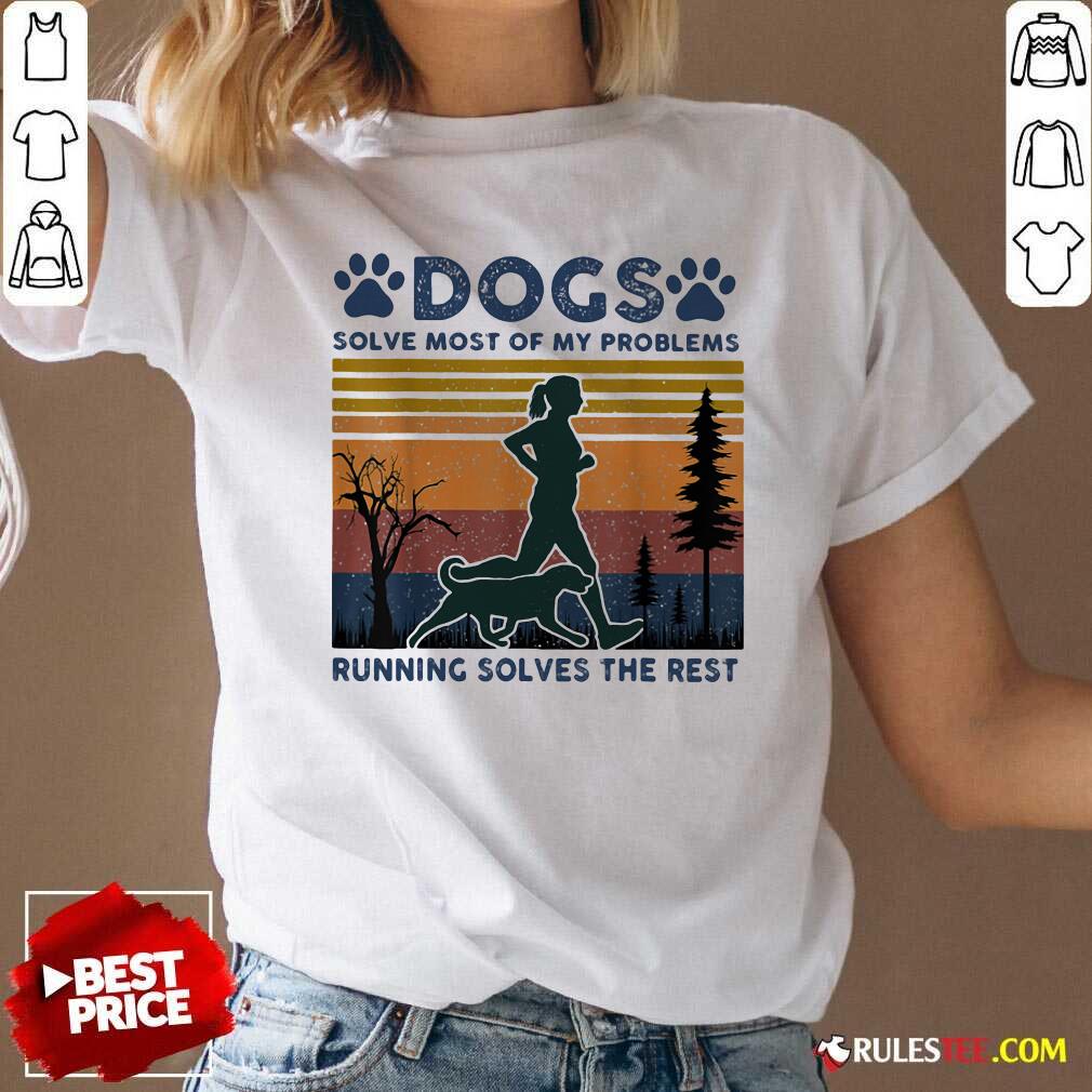 Dogs Solve Most Of My Problems Running Solves The Rest Ladies Vintage V-neck - Design By Rulestee.com