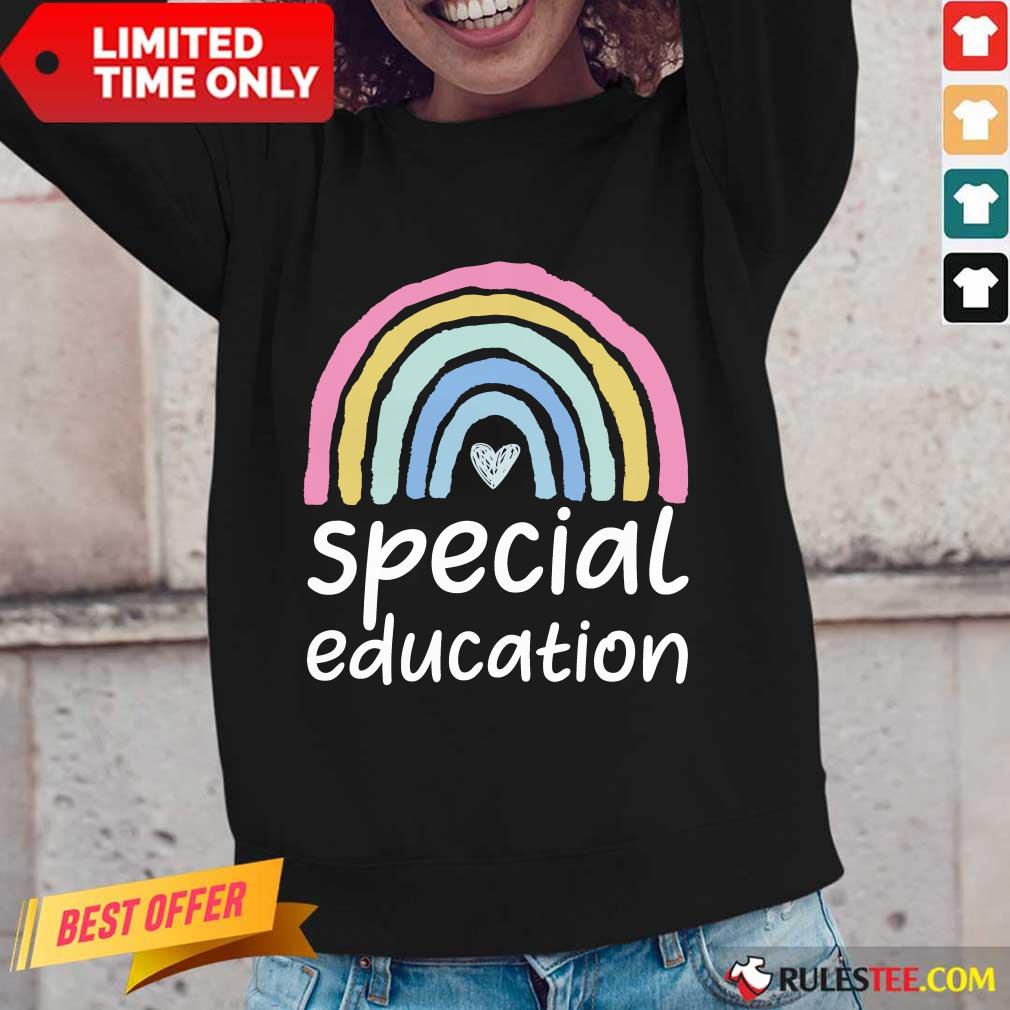 Nice Special Education Rainbow Heart Long-Sleeved