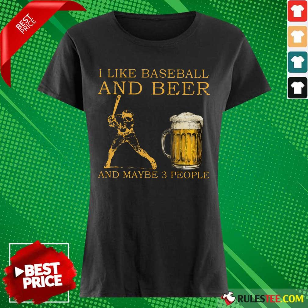 I Like Baseball And Beer Ladies Tee 