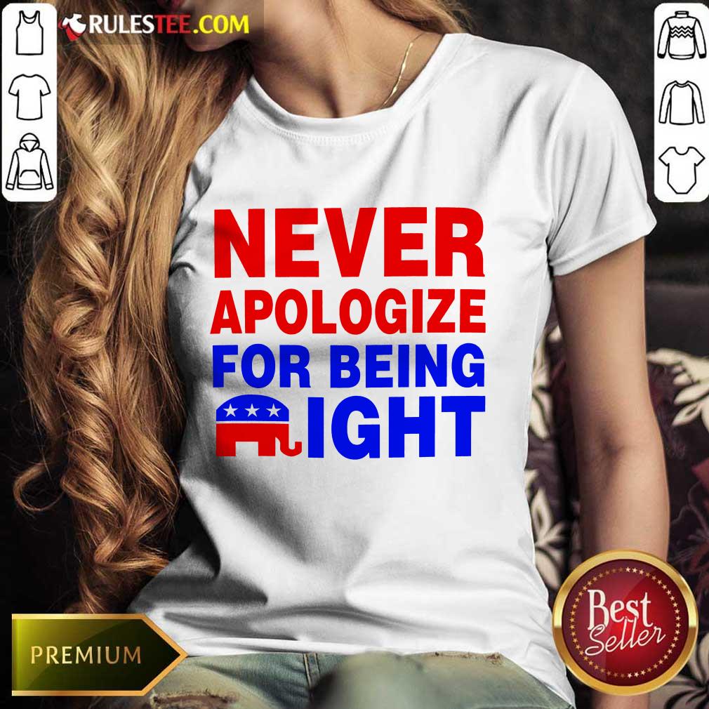 Never Apologize For Being Right Ladies Tee 