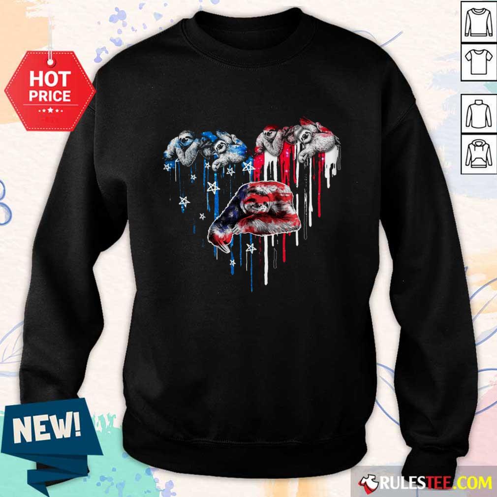 Sloth Heart American Flag Sweater