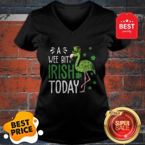 A Wee Bit Irish Today Funny St Patrick’s Day Flamingo V-neck